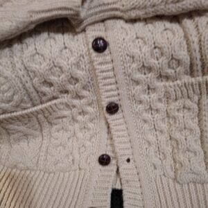 Men's Beige Cable Knit Cardigan